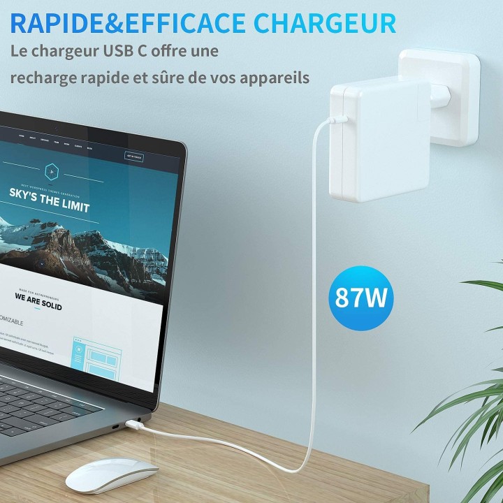 Chargeur USB-C Compatible Apple MacBook 87 W | Macinfo