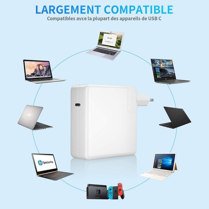 Chargeur USB-C Compatible Apple MacBook 87 W | Macinfo