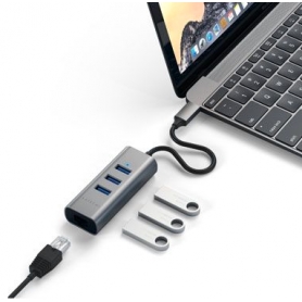 Satechi - Adaptateur USB-C vers Ethernet / 3 x USB 3.0 - Gris Sideral