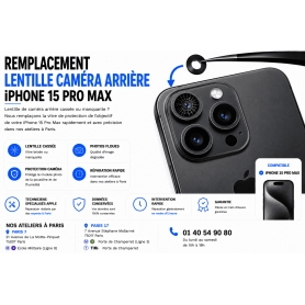 Remplacement Lentille Caméra Arrière iPhone 15 Pro Max