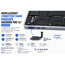 Remplacement Connecteur Charge MagSafe MacBook Pro 16" M2 A2780