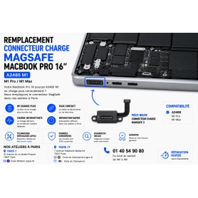 Remplacement Connecteur Charge MagSafe MacBook Pro 16" M1 A2485