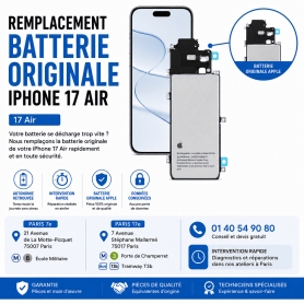 Réparation remplacement batterie originale Apple iPhone 17 Air Macinfo Paris