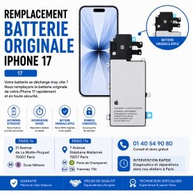 Réparation remplacement batterie originale Apple iPhone 17 Macinfo Paris