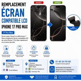 Réparation remplacement écran compatible LCD Apple iPhone 17 Pro Max Macinfo Paris