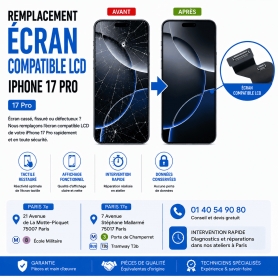 Réparation remplacement écran compatible LCD Apple iPhone 17 Pro Macinfo Paris
