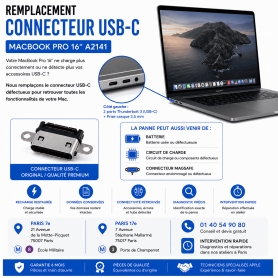 Remplacement Connecteur USB-C MacBook Pro 16" A2141