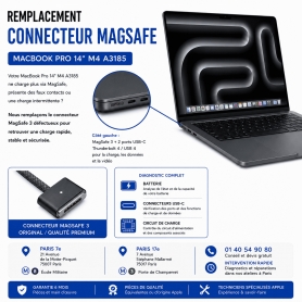 Réparation remplacement connecteur MagSafe 3 MacBook Pro 14 pouces M4 A3185 Paris