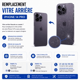 Réparation remplacement vitre arrière iPhone 14 Pro Paris