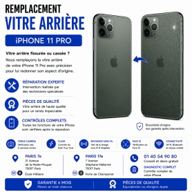 Réparation remplacement vitre arrière iPhone 11 Pro Paris