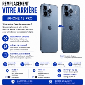 Réparation remplacement vitre arrière iPhone 13 Pro Paris