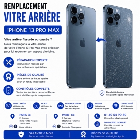 Réparation remplacement vitre arrière iPhone 13 Pro Max Paris
