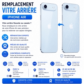 Réparation remplacement vitre arrière iPhone Air Paris