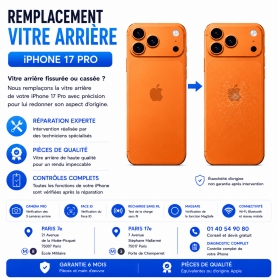 Réparation remplacement vitre arrière iPhone 17 Pro Paris