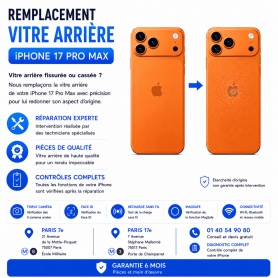 Réparation remplacement vitre arrière iPhone 17 Pro Max Paris