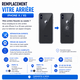 Réparation remplacement vitre arrière iPhone X XS Paris