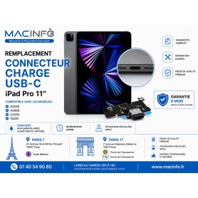 Remplacement connecteur de charge USB-C iPad Pro 11 pouces A2228 A2068 A2230 A2231