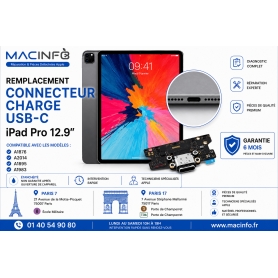 Remplacement connecteur de charge USB-C iPad Pro 12,9 pouces A1876 A2014 A1895 A1983