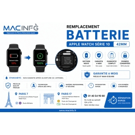 Remplacement batterie Apple Watch Série 10 42 mm réparation Paris