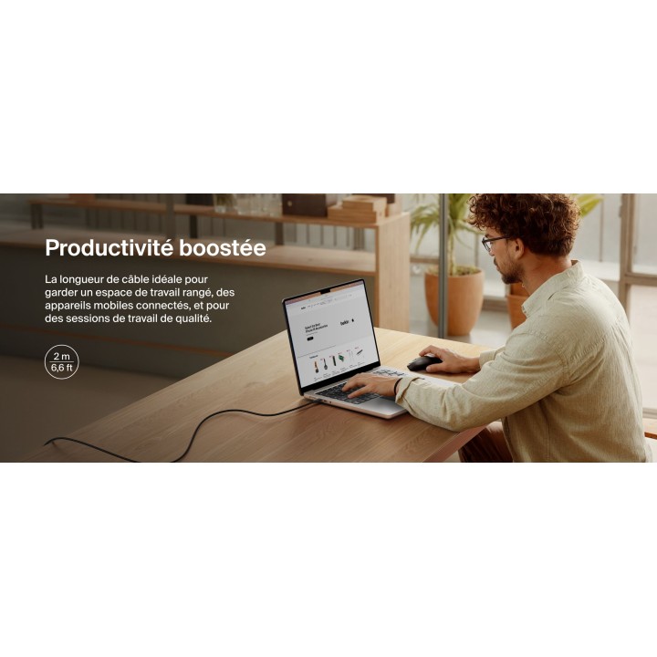 Câble Belkin USB-C vers USB-C 2 m 240 W noir