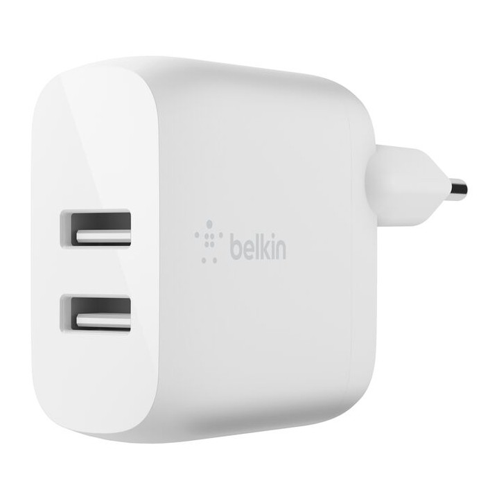 Chargeur secteur Belkin 2 ports USB-A 24 W blanc