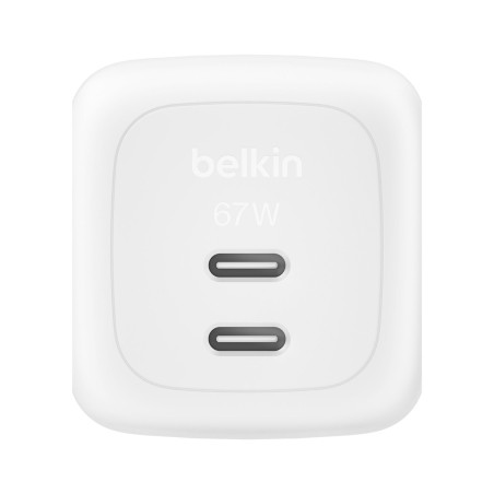 Chargeur Belkin GaN 67 W blanc — deux ports USB-C