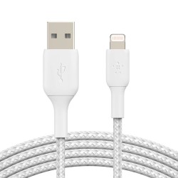 Câble Belkin USB-A vers Lightning tressé 1 m blanc