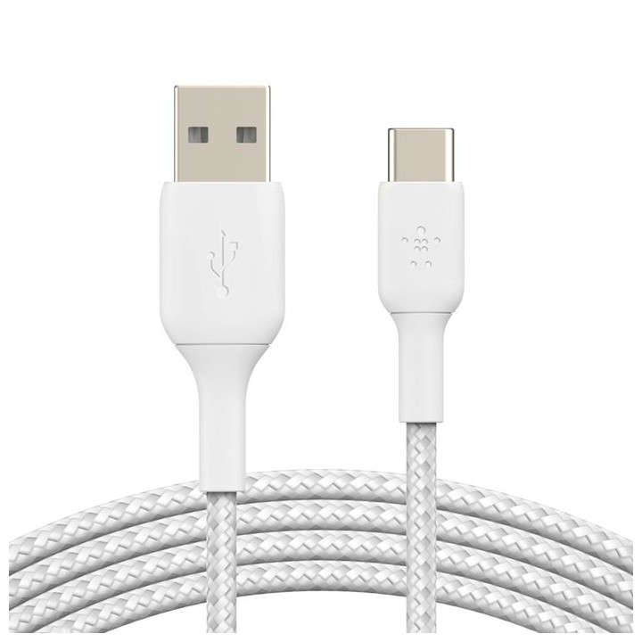 Câble Belkin USB-A vers USB-C tressé 2 m blanc