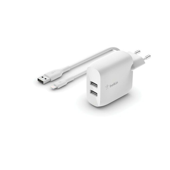 Chargeur Belkin double USB-A 24 W avec câble Lightning
