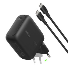 Chargeur GaN Belkin USB-C 100 W noir avec câble USB-C 1,5 m