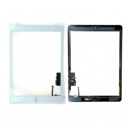 Vitre tactile Apple iPad Air 1 / iPad 5 Blanc + bouton Home + stickers