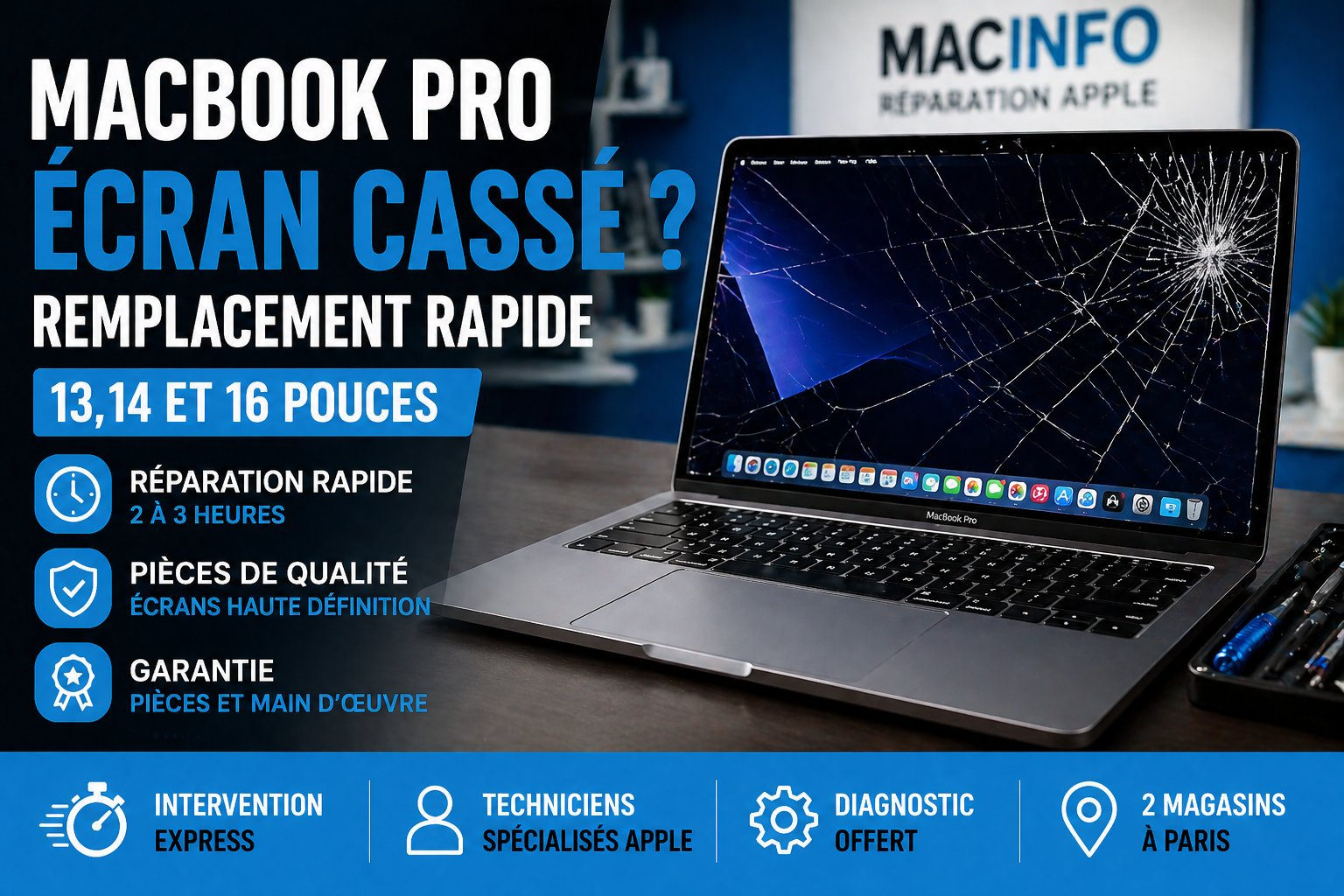 reparation ecran casse macbook paris
